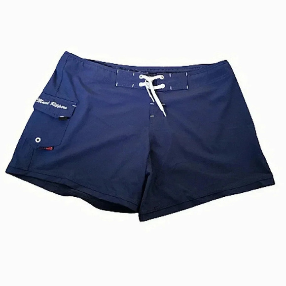 Maui Rippers Large Navy Blue Midrise 4-Way Stretch Boardshorts Swim - Picture 3 of 10
